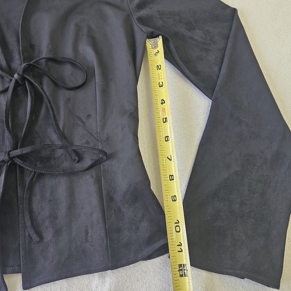 Zara Women Black Collared Long Sleeve Viscose Blazer Drawstring 90s Size M - Picture 6 of 10